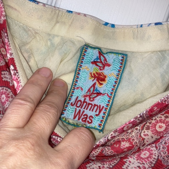 Johnny Was Tiered Multicolor Patchwork Silk Maxi Skirt - Picture 3 of 3